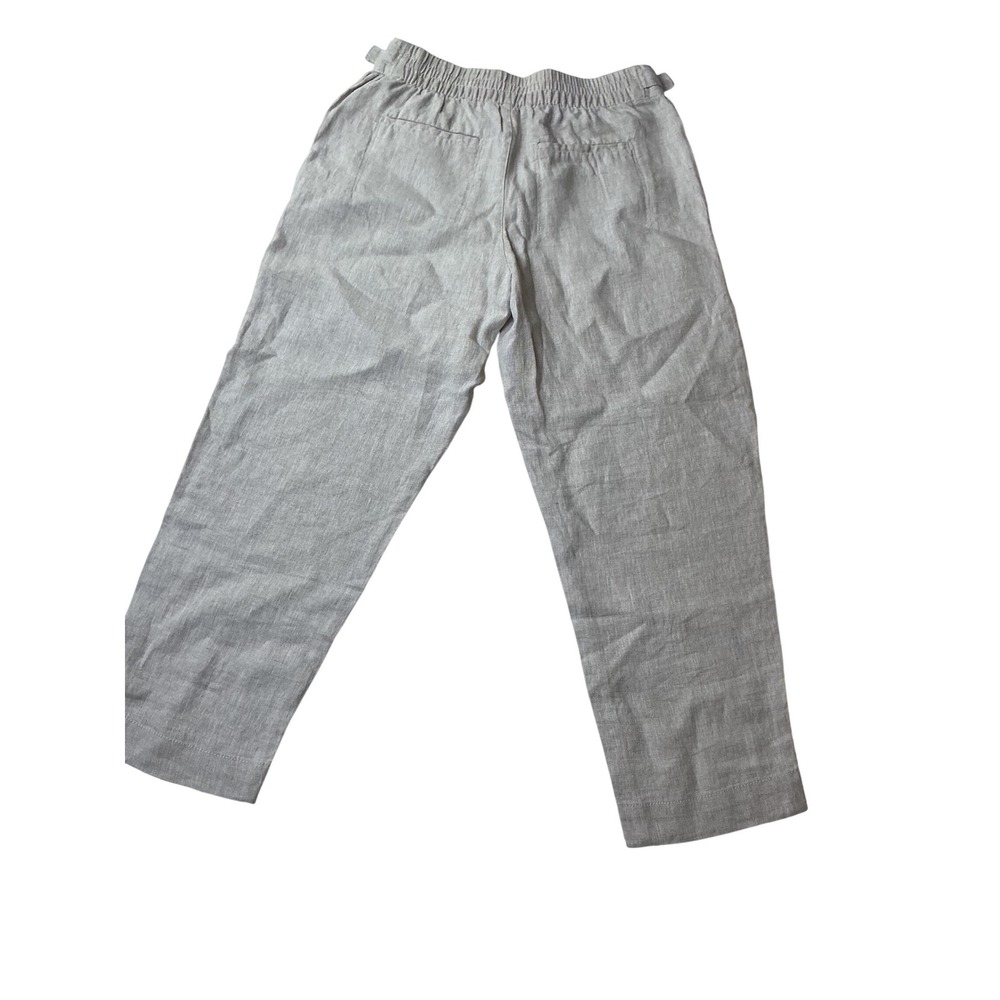 Athleta Linen Side Buckle Pants Beige Oatmeal Petite 6P Relaxed Tapered Ankle - Picture 14 of 15